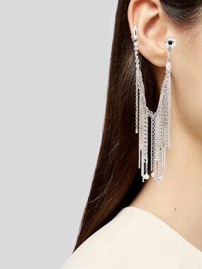 Gucci Silver-Tone Chain Fringe Clip-On Earrings